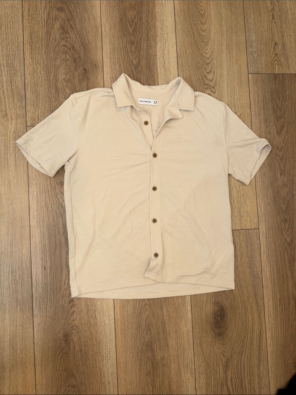 Abercrombie Kids Textured Knit Camp Shirt Beige Size 15/16